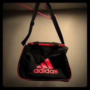 Adidas gym bag, shoulder bag, coral and black